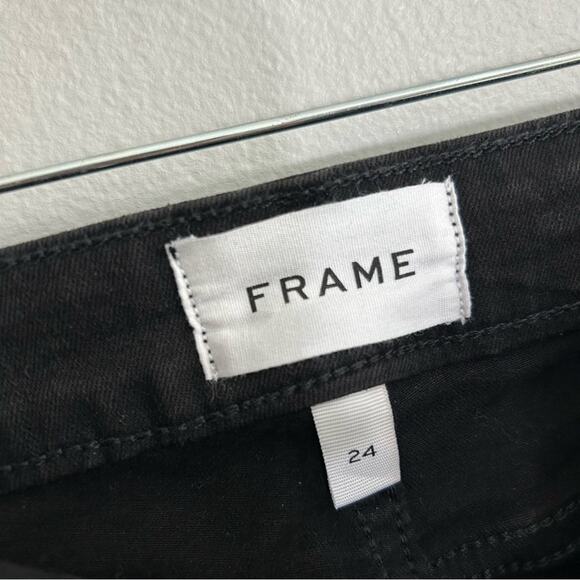 Frame Le Super High Jeans Straight Leg Exposed Zip Black Size 24 Rare - Picture 8 of 13
